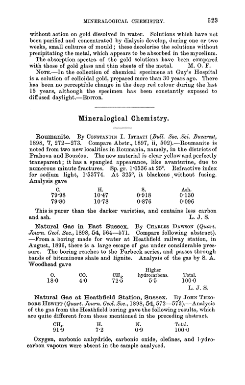 Mineralogical chemistry