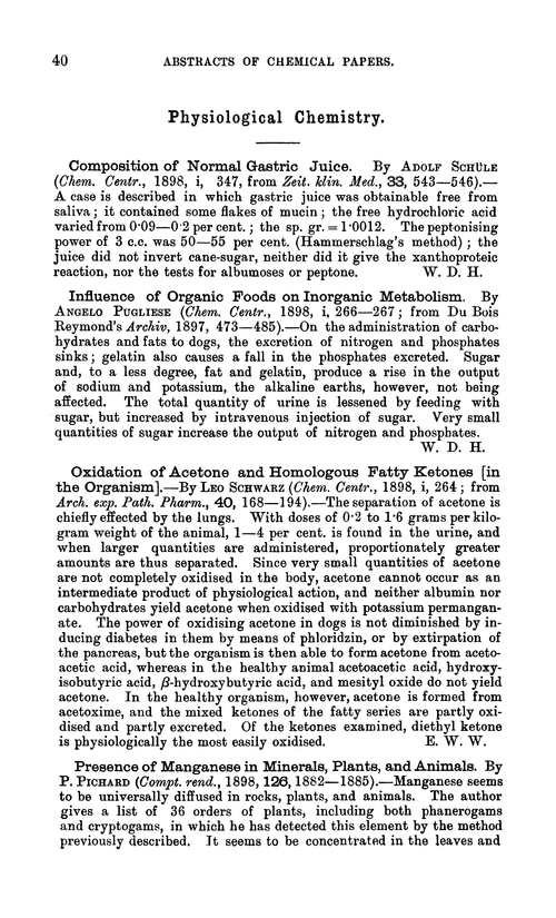 Physiological chemistry