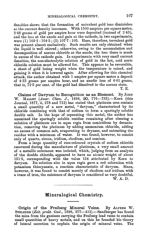 Mineralogical chemistry