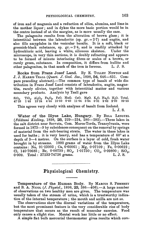 Physiological chemistry