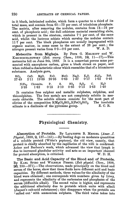 Physiological chemistry