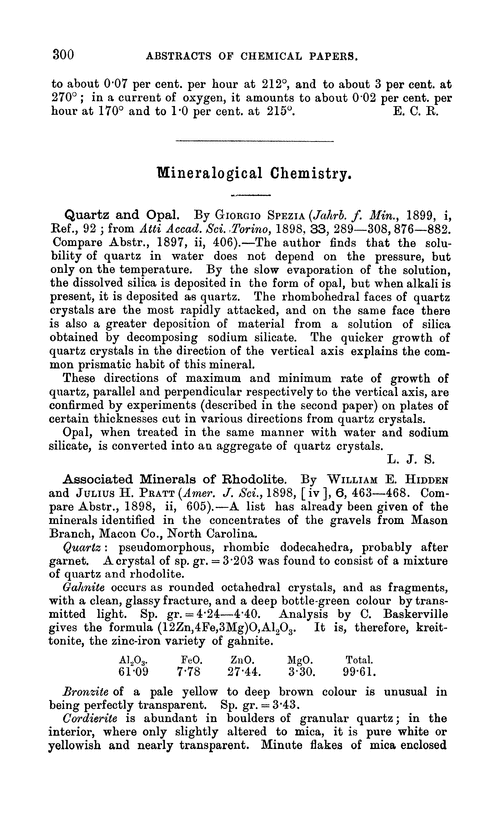 Mineralogical chemistry