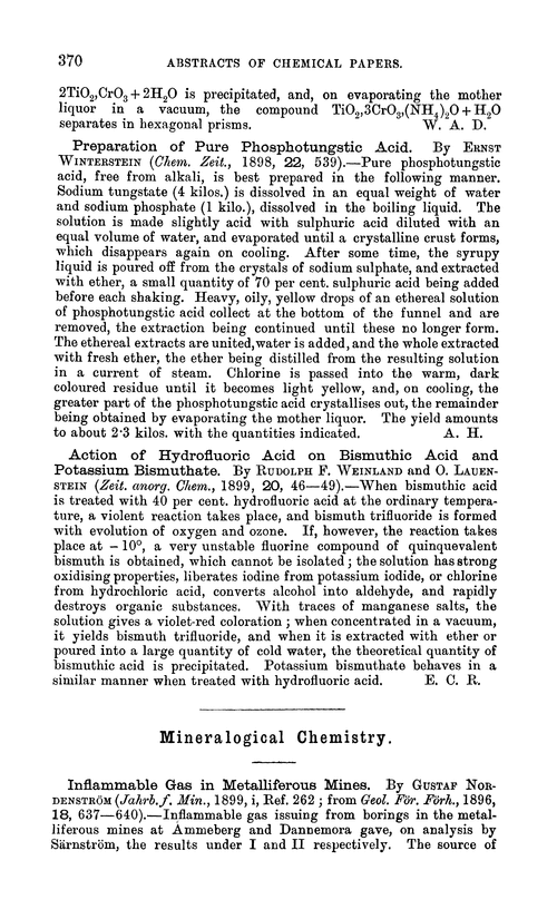 Mineralogical chemistry