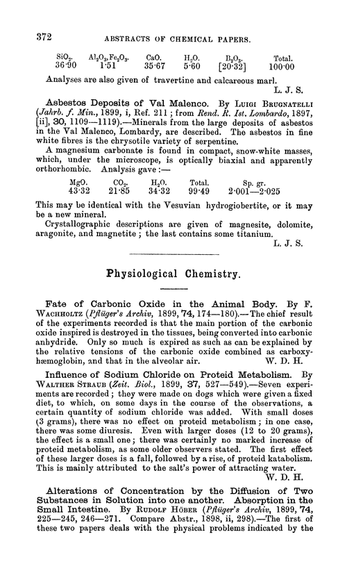 Physiological chemistry