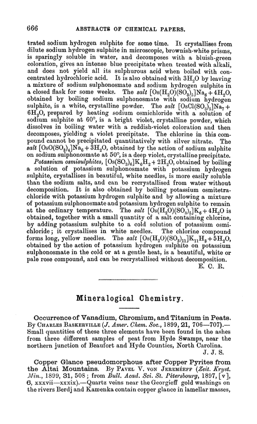 Mineralogical chemistry