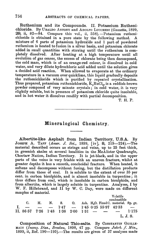 Mineralogical chemistry