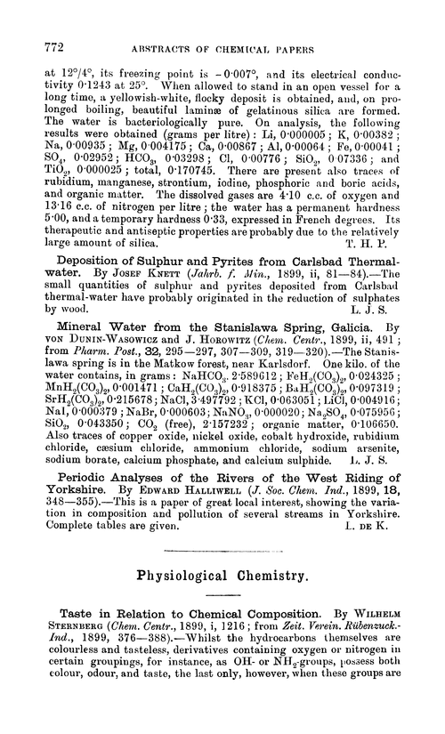 Physiological chemistry