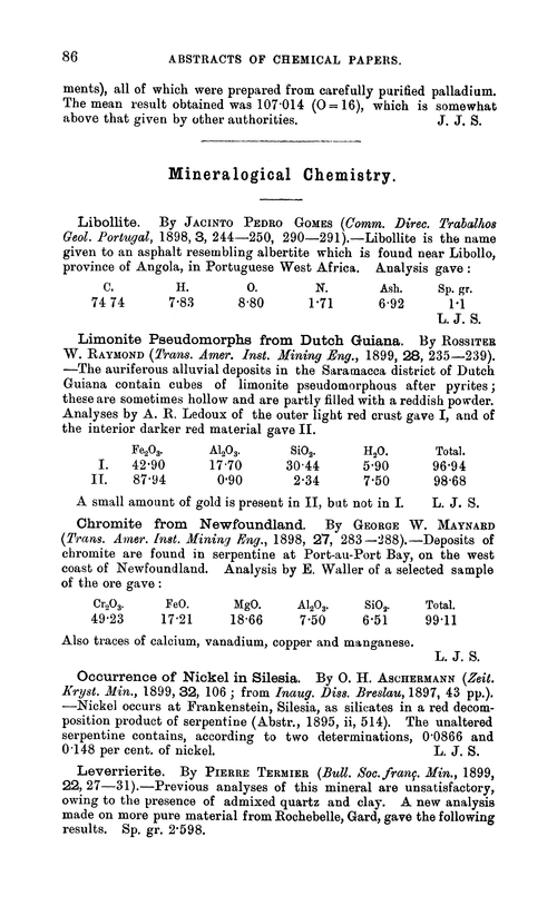 Mineralogical chemistry