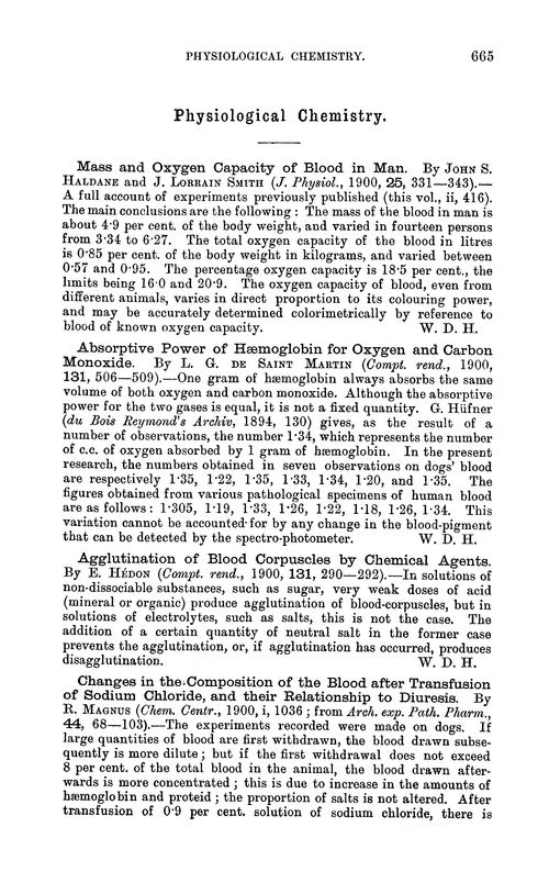 Physiological chemistry
