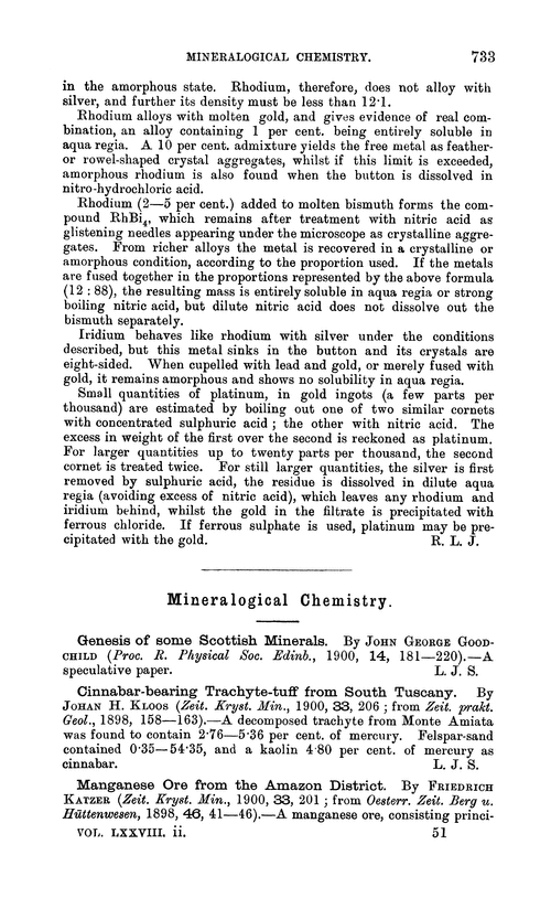 Mineralogical chemistry