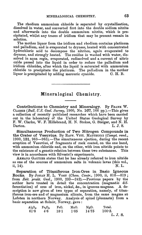 Mineralogical chemistry