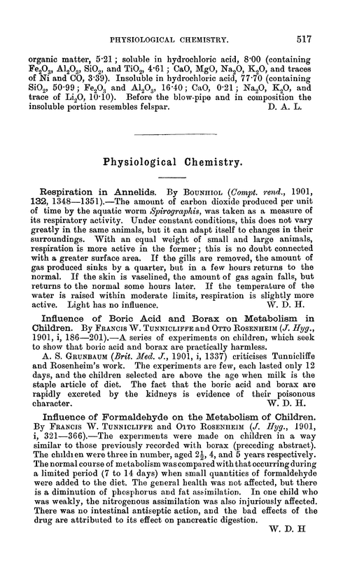 Physiological chemistry