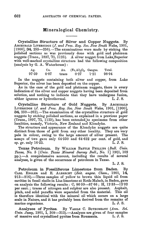 Mineralogical chemistry