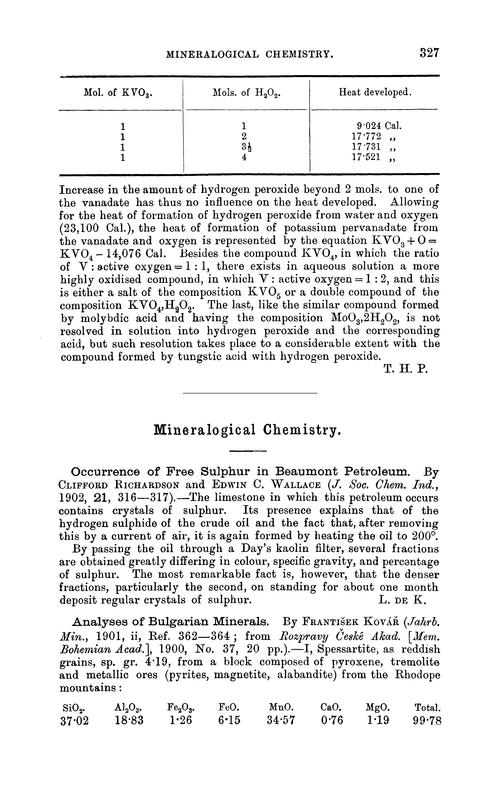 Mineralogical chemistry