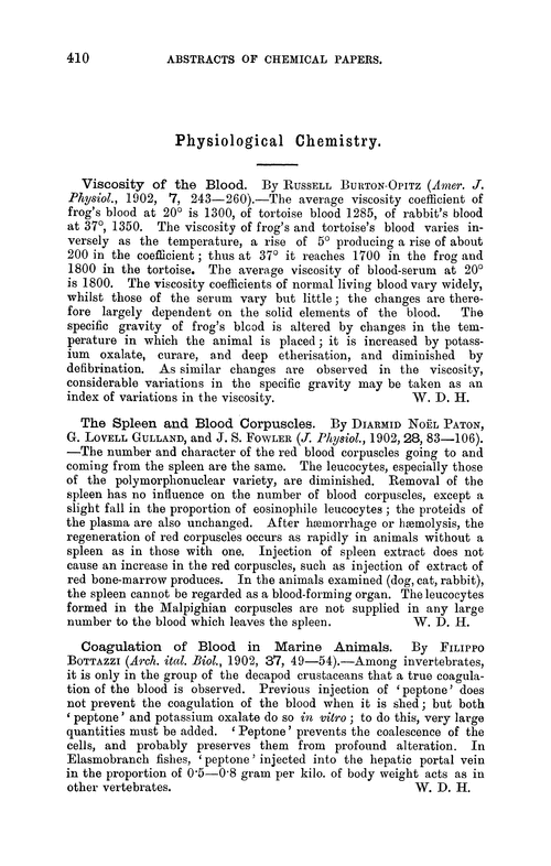 Physiological chemistry