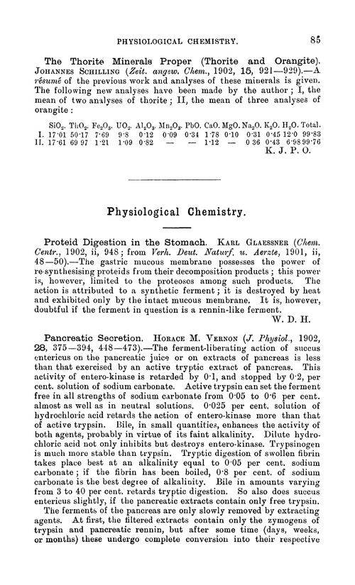 Physiological chemistry