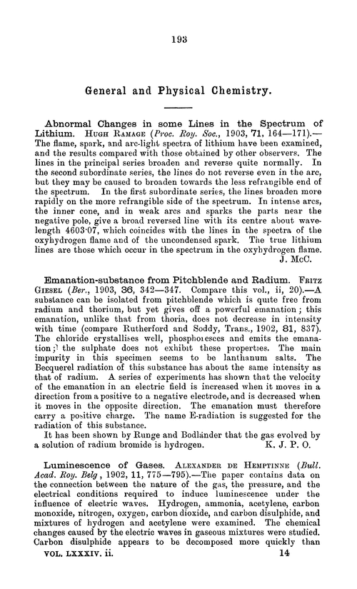 General and physical chemistry