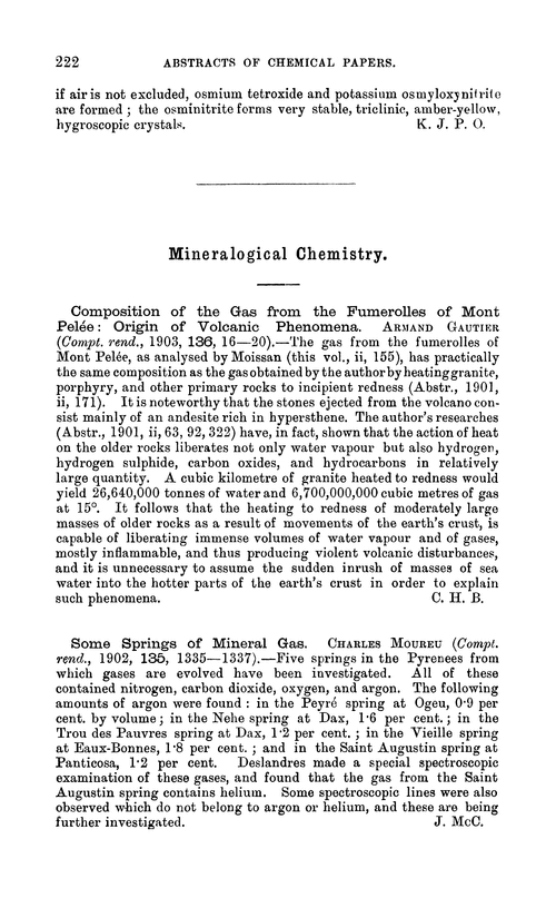 Mineralogical chemistry