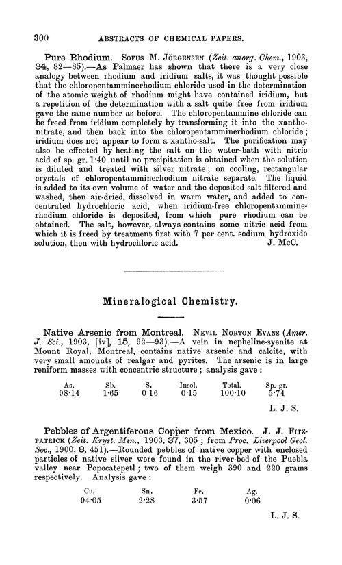 Mineralogical chemistry