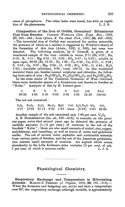 Physiological chemistry