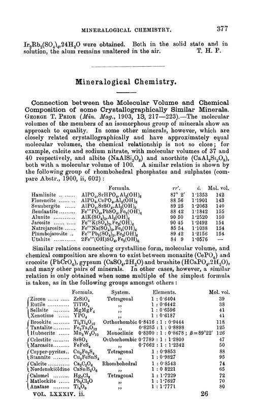 Mineralogical chemistry