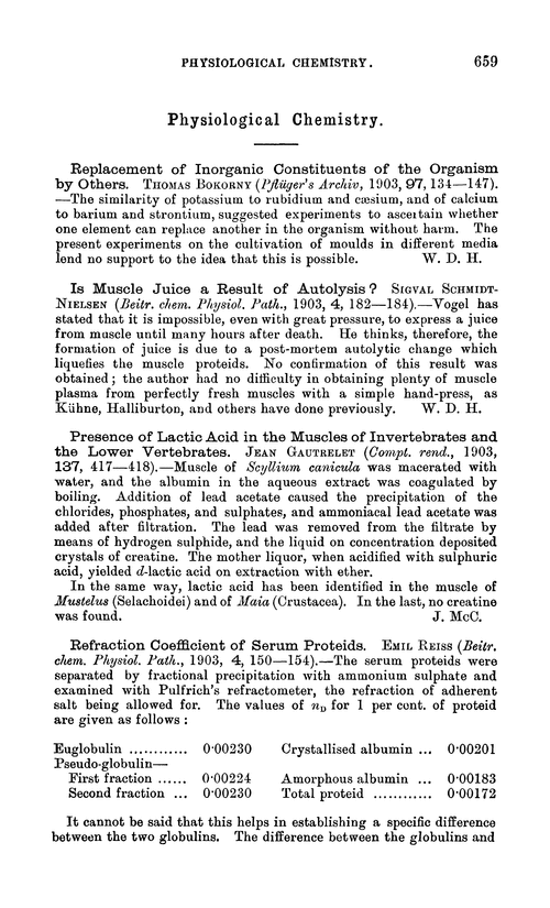 Physiological chemistry