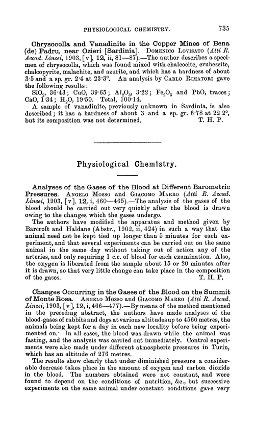 Physiological chemistry