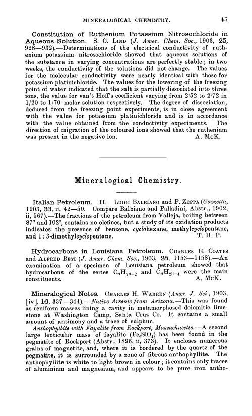 Mineralogical chemistry