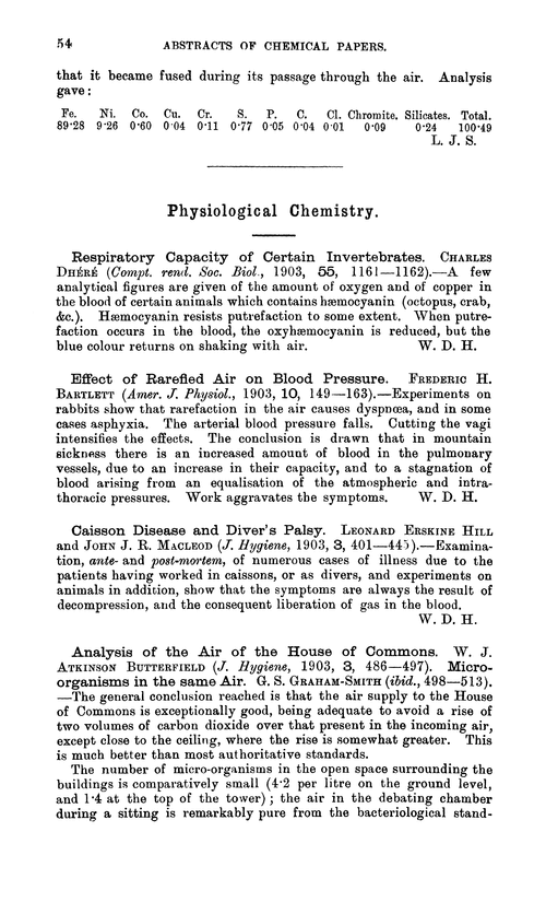 Physiological chemistry