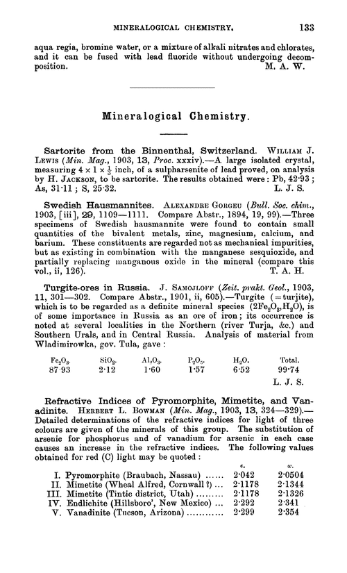 Mineralogical chemistry