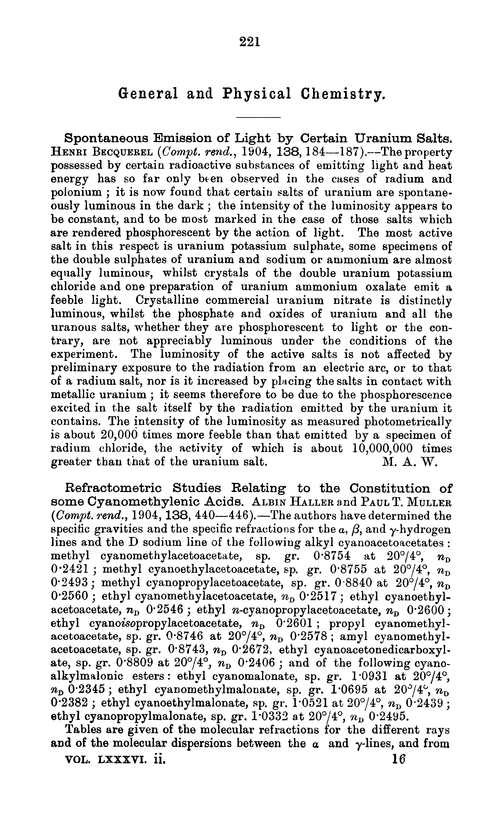 General and physical chemistry