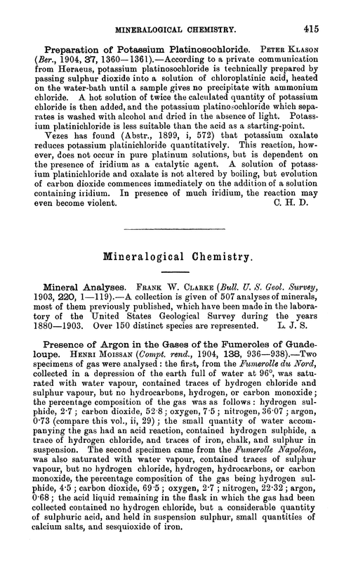 Mineralogical chemistry