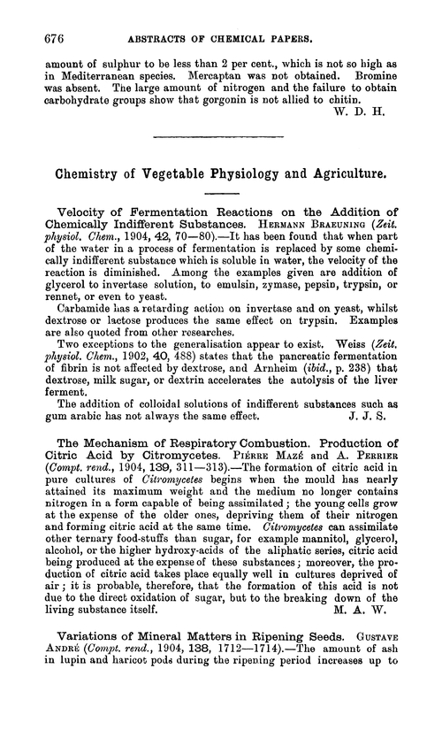 Chemistry of vegetable physiology and agriculture