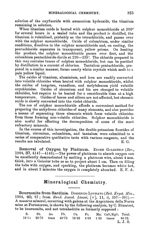 Mineralogical chemistry