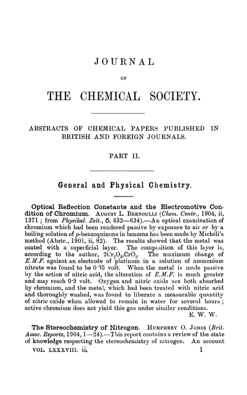 General And Physical Chemistry Journal Of The Chemical Society