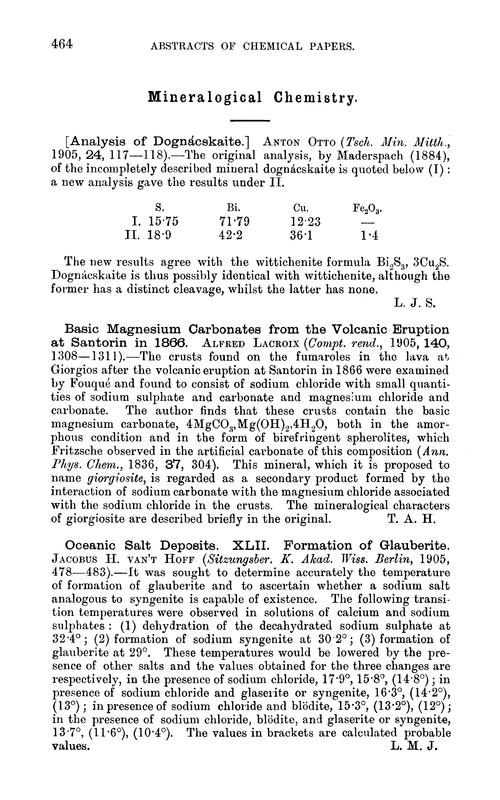 Mineralogical chemistry
