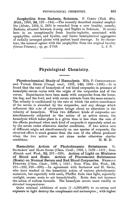 Physiological chemistry