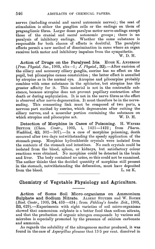 Chemistry of vegetable physiology and agriculture