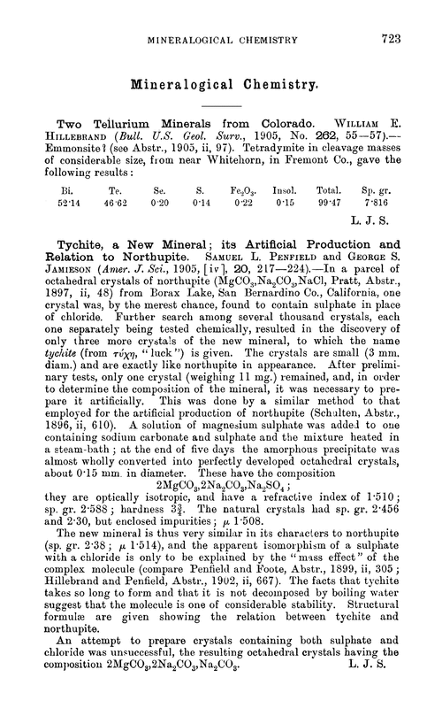 Mineralogical chemistry