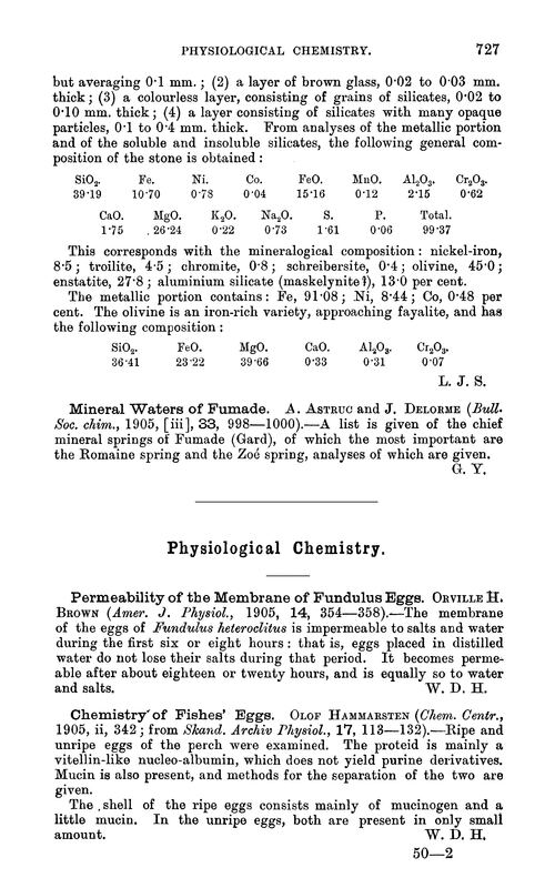 Physiological chemistry