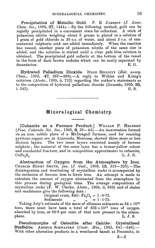 Mineralogical chemistry