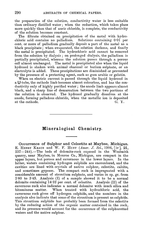 Mineralogical chemistry