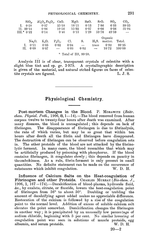 Physiological chemistry