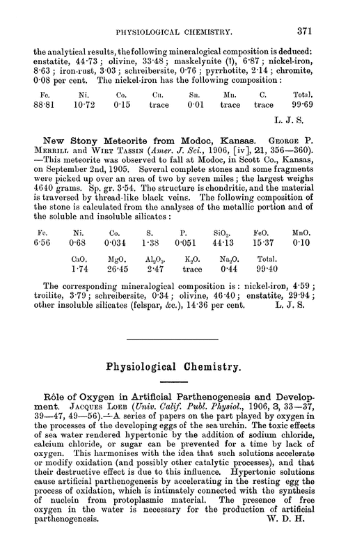 Physiological chemistry