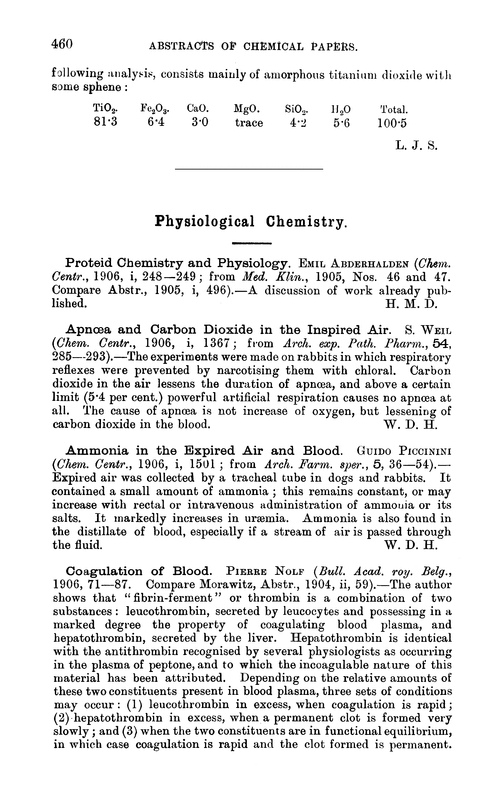 Physiological chemistry