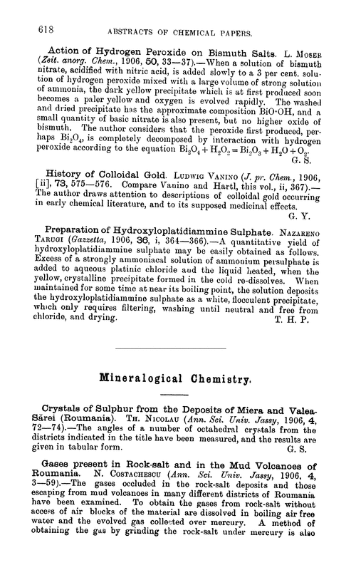 Mineralogical chemistry