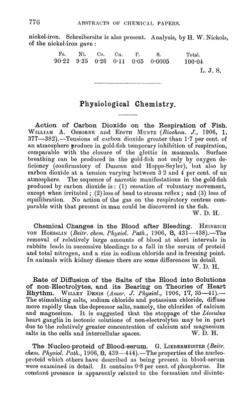Physiological chemistry