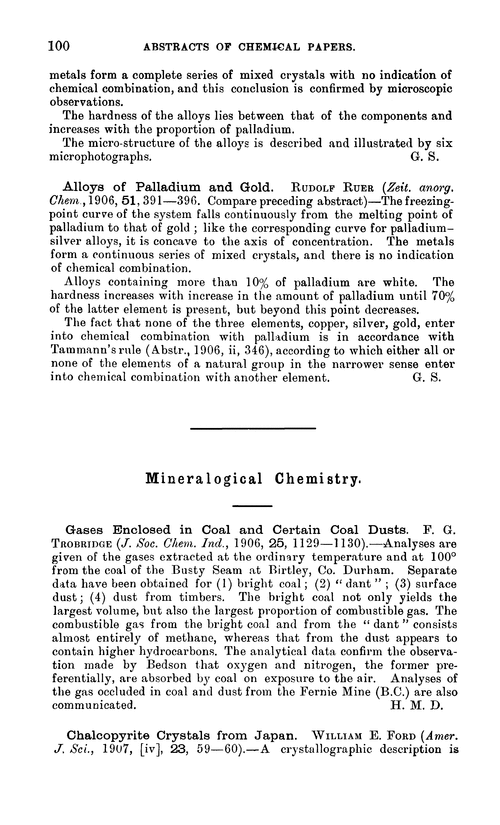 Mineralogical chemistry