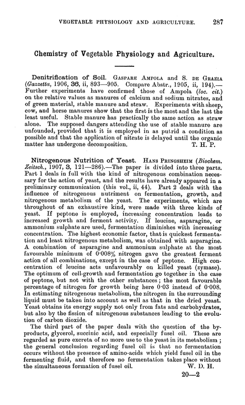 Chemistry of vegetable physiology and agriculture