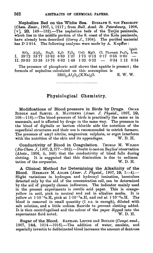Physiological chemistry